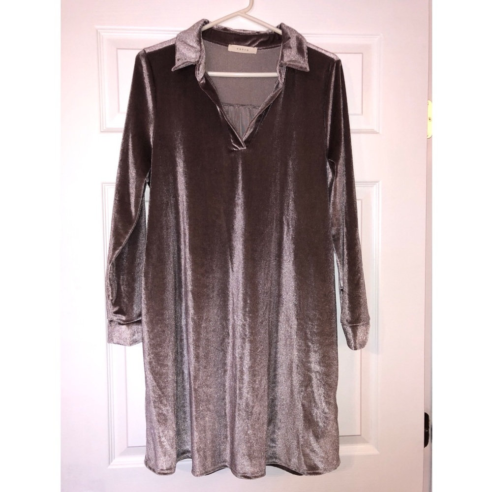Crushed velvet lilac tunic/dress with pockets
